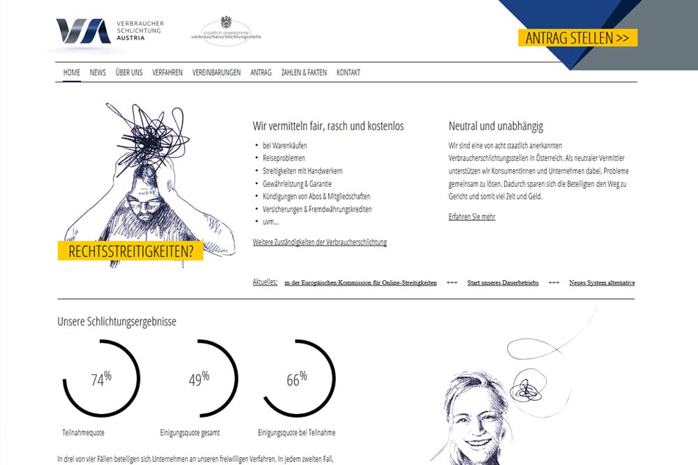 Webdesign, Printdesign, Fotografie - Mein Portfolio Verbraucherschlichtung Development by weidinger.design