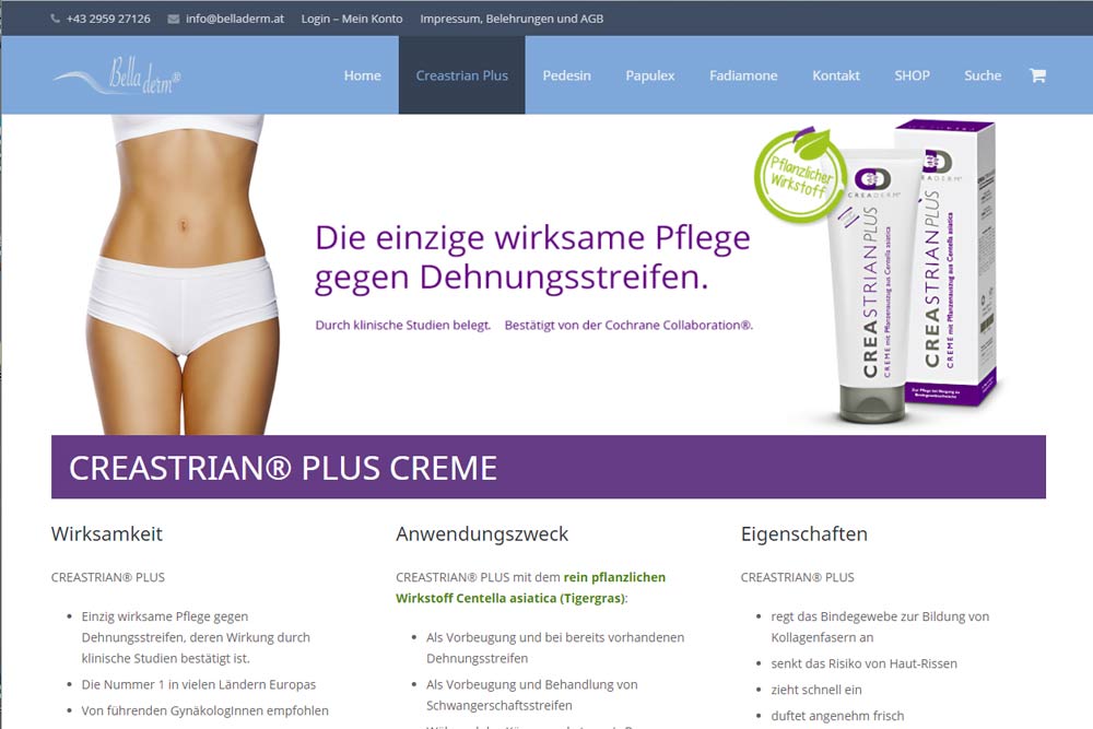 Webdesign, Printdesign, Fotografie - Mein Portfolio Belladerm by weidinger.design