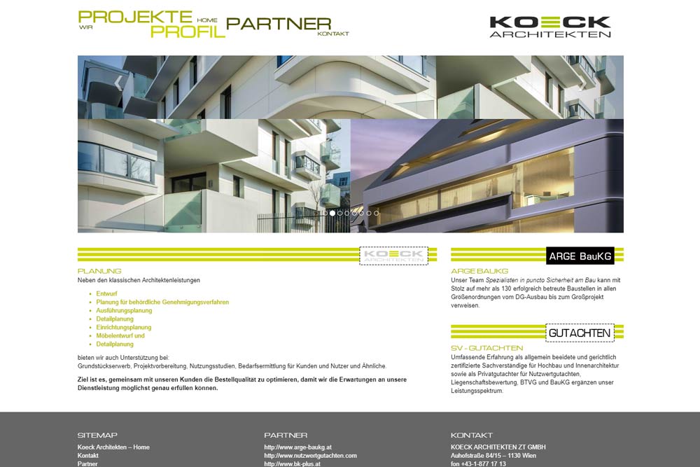 Webdesign, Printdesign, Fotografie - Mein Portfolio koeckarchitekten.at by weidinger.design